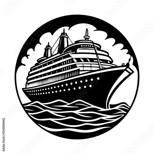 Cruise ship vector illustration for travel agency and summer vacation promotion and holiday design