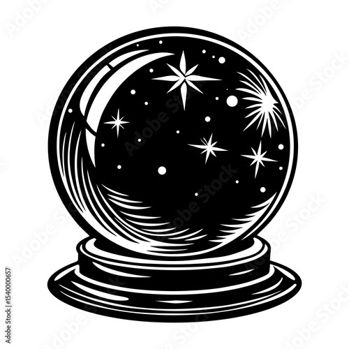 Mystical crystal ball illustration: fortune telling, magic, divination, and future predictions design