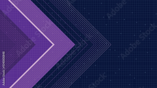 Modern abstract background featuring layered purple arrows over a tech grid design ideal for digital themes, business layouts, and futuristic design projects