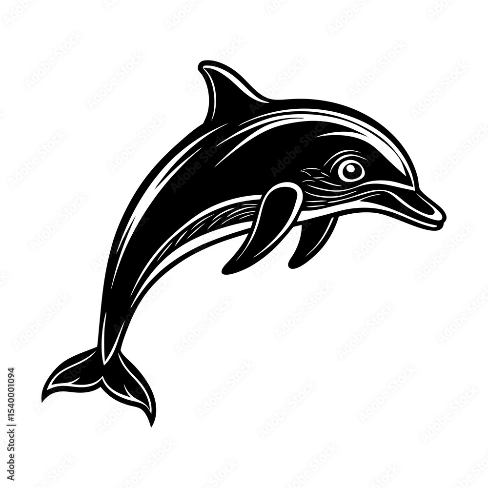 Fototapeta premium Find black and white dolphin vector art, dolphin illustration, dolphin image, dolphin graphic, svg file