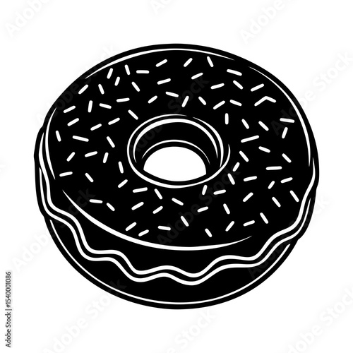 Delicious black and white donut with sprinkles vector illustration for bakery and dessert lovers design