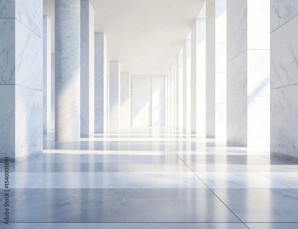 Obraz premium Empty, bright marble colonnaded hall