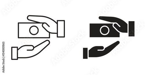 Hand money exchange icon Logos. Flat Vector Icon Design Template