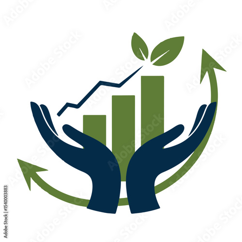 Business success naturally grows with a green arrow pointing towards a healthy, eco-friendly future