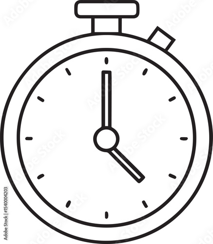 clock outline vector illustration, line art