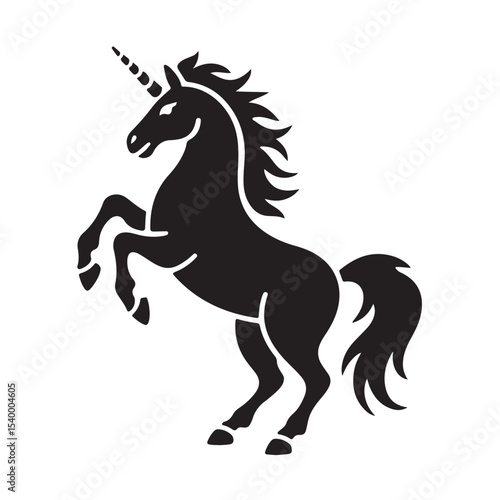 Black horse vector silhouette illustration featuring a running stallion