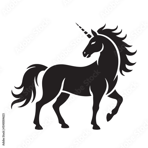 Black horse vector silhouette illustration featuring a running stallion