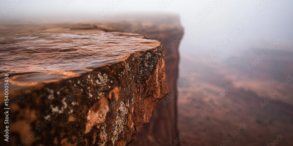 Fototapeta premium Rocky cliff edge overlooking a misty valley