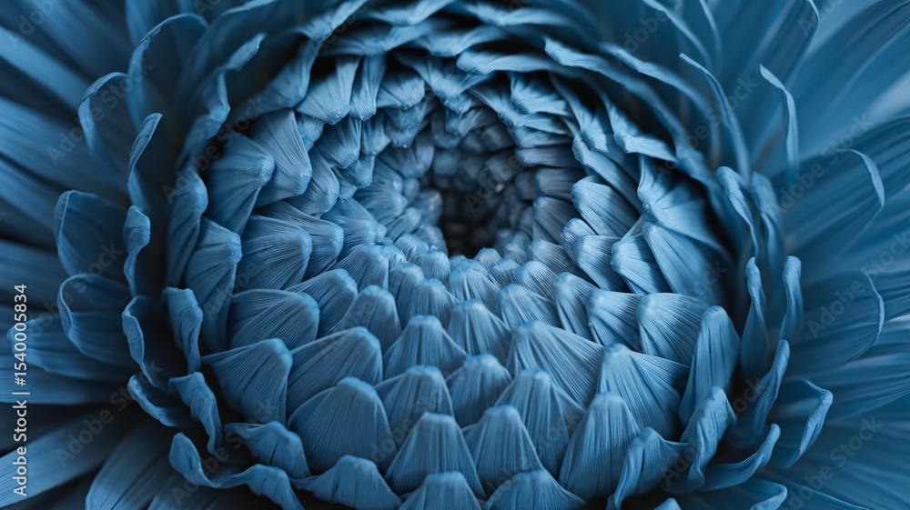 Obraz premium Stunning close-up of a blue flower, showcasing intricate petal textures and a mesmerizing spiral pattern.