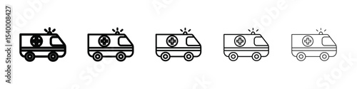 Ambulance icon isolated vector on white background set