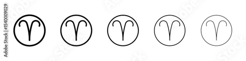 Aries zodiac sign icon isolated vector on white background set