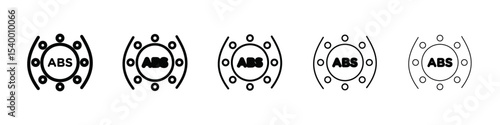 Automotive ABS icon isolated vector on white background set