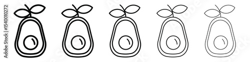 avocado icon isolated vector on white background set