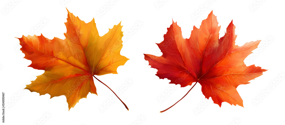 Fototapeta premium Autumn Maple Leaves – Realistic Fall Season Illustration