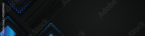 Black background with blue gradient glitter geometric shape banner and cover design