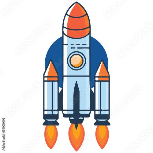 Rocket launch in outer space vector isolated white background
