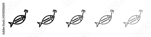 bait fishing minnow icon isolated vector on white background set