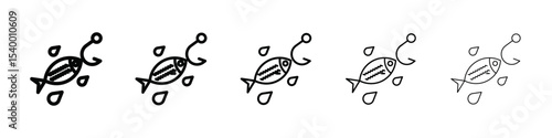 bait fishing minnow icon isolated vector on white background set
