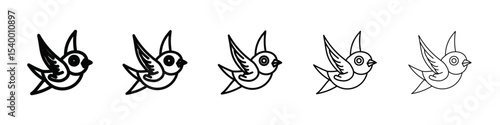Barn swallow icon isolated vector on white background set