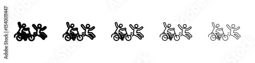 becycle accident icon isolated vector on white background set
