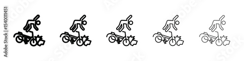 becycle accident icon isolated vector on white background set