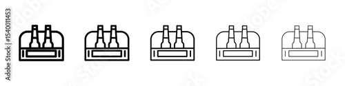 beer bottles in basket icon isolated vector on white background set