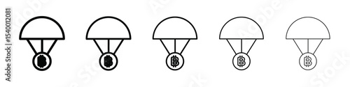 Bitcoin airdrop icon isolated vector on white background set