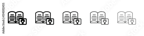 book with bulb icon isolated vector on white background set