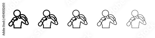 Boxer Woman Icon isolated vector on white background set