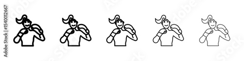 Boxer Woman Icon isolated vector on white background set