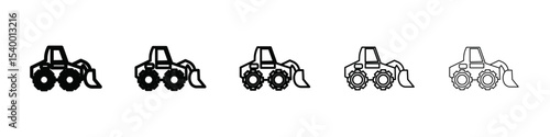 Bulldozer icon isolated vector on white background set