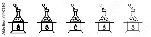 burner boiling chemical icon isolated vector on white background set