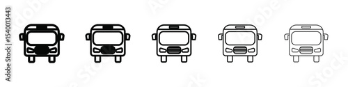 Bus icon isolated vector on white background set