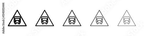 Bus sign icon isolated vector on white background set