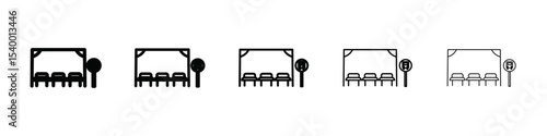 Bus stop stand icon isolated vector on white background set