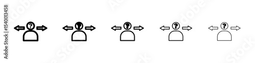 Business Decision Confusion Icon isolated vector on white background set