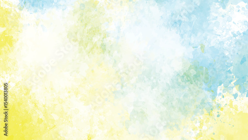 Abstract Watercolor Background Pastel Yellow Blue Green Splashes Texture Design vector