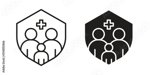 Family insurance icon Logos. Flat Vector Icon Design Template