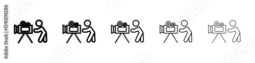 Cameraman icon isolated vector on white background set