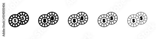 Casino chips icon isolated vector on white background set