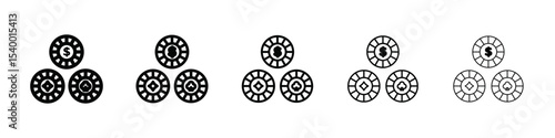 Casino chips icon isolated vector on white background set