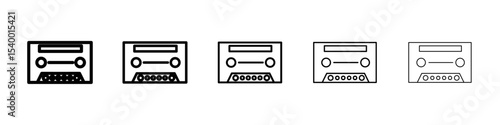 Cassette tape icon isolated vector on white background set