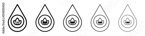 CBD oil drop icon isolated vector on white background set