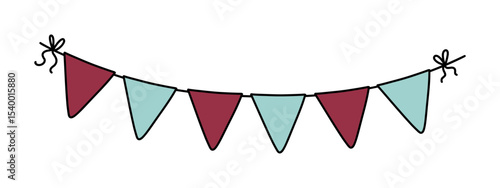 Colorful triangle bunting flags on string. Vector illustration party decoration.