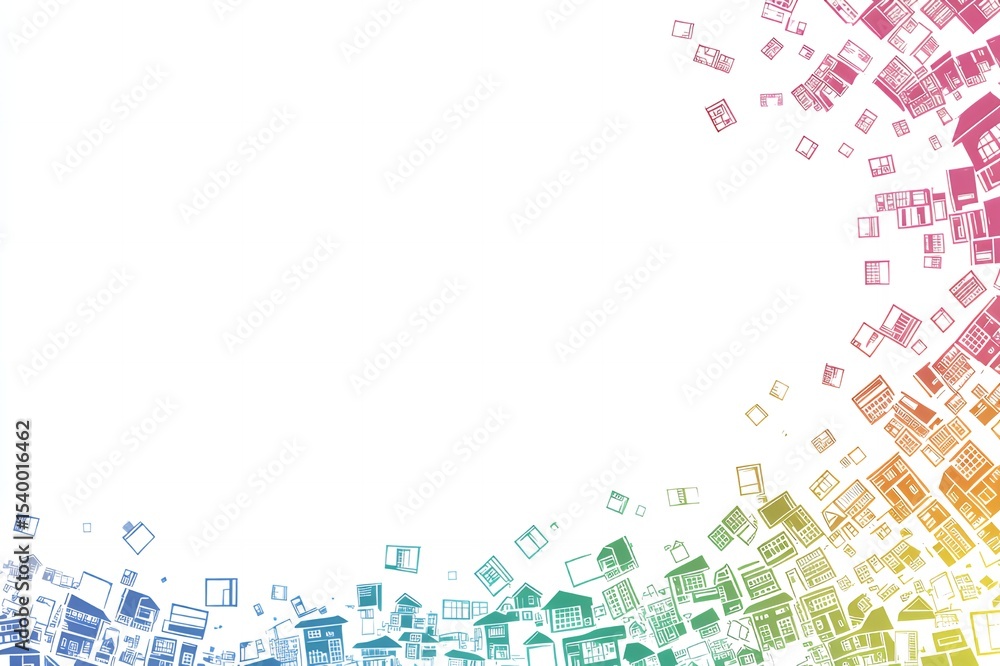 Fototapeta premium Colorful Houses and Buildings Illustration Design Background for Real Estate