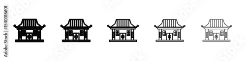 Chinese temple icon isolated vector on white background set