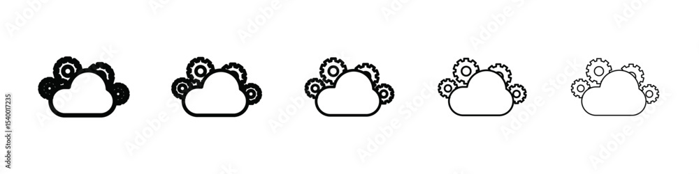 Obraz premium Cloud Data settings icon isolated vector on white background set