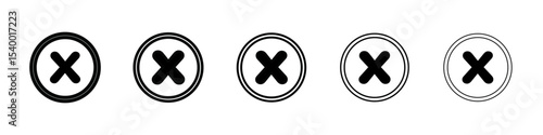 Close button icon isolated vector on white background set