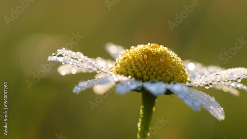 Daisy In Morning Dew Capturing Beauty And Freshness Of New Day