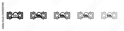 co2 gas carbon dioxide icon isolated vector on white background set